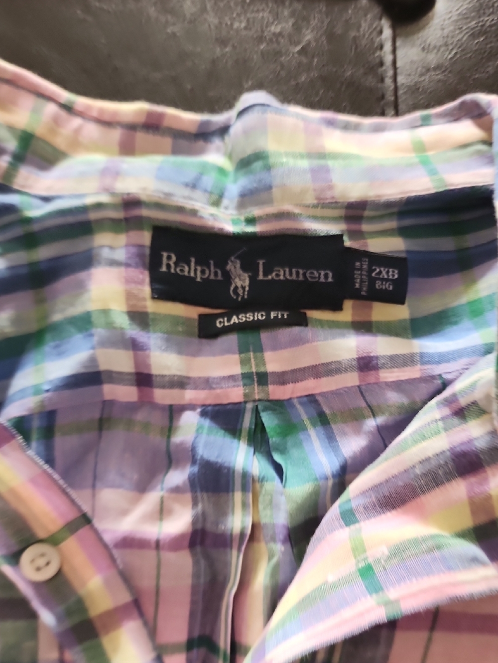 Ralph Lauren Classic Fit Plaid Button-Up — Pastel Multi